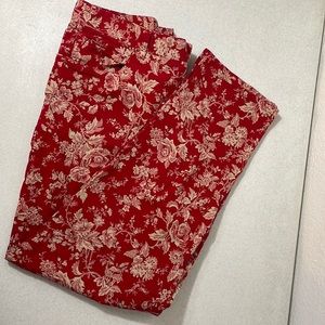 Lands' End Red Floral Cropped Pants